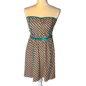 Xhiliration Strapless Casual Mini Dress Geometric Design Size Small